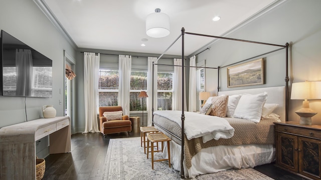 3208 Magnolia Islands Blvd, Panama City Beach, FL 32408 - bedroom featuring wood finished floors, ornamental molding, and recessed lighting