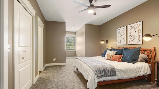 3208 Magnolia Islands Blvd, Panama City Beach, FL 32408 - bedroom featuring carpet, baseboards, and ceiling fan