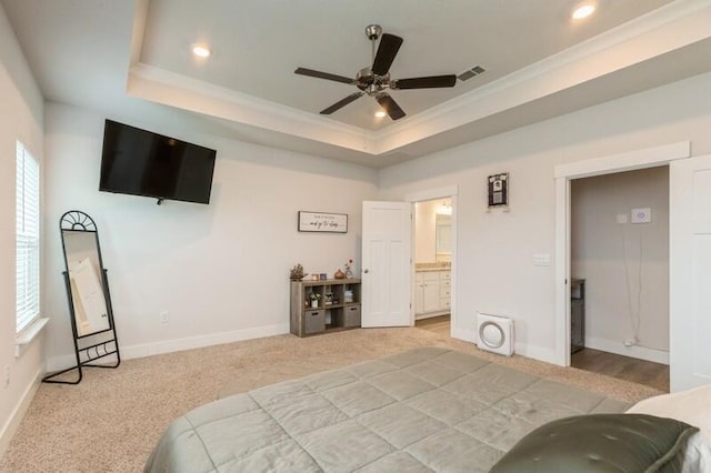 514 Mary Lou Way, Crestview, FL 32539 - bedroom with ornamental molding, a raised ceiling, multiple windows, recessed lighting, and baseboards