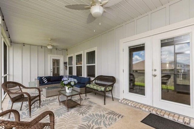 514 Mary Lou Way, Crestview, FL 32539 - sunroom with french doors and a ceiling fan