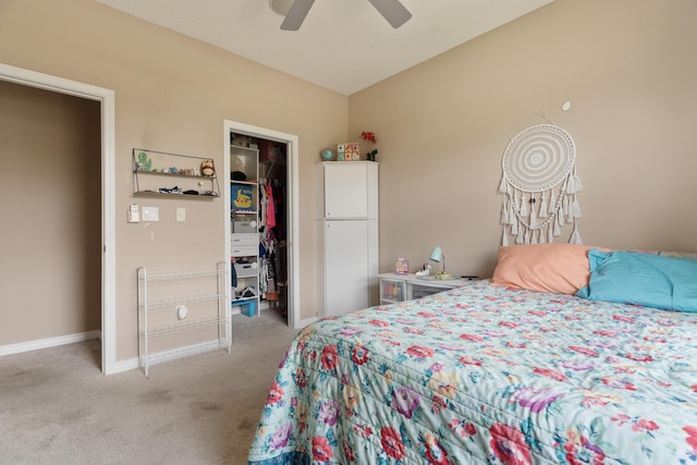 1961 Chesapeake Rdg, Fort Walton Beach, FL 32547 - bedroom with a spacious closet, light carpet, a closet, and ceiling fan
