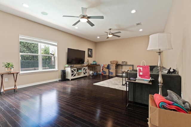 1961 Chesapeake Rdg, Fort Walton Beach, FL 32547 - living room featuring a ceiling fan, wood-type flooring, and recessed lighting