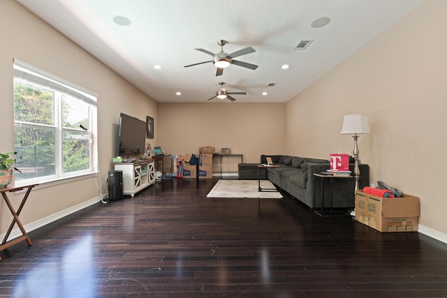 1961 Chesapeake Rdg, Fort Walton Beach, FL 32547 - living area featuring wood-type flooring, a ceiling fan, and recessed lighting