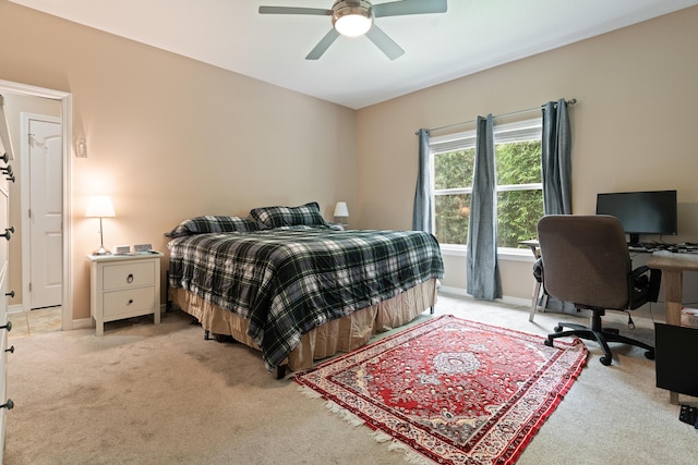 1961 Chesapeake Rdg, Fort Walton Beach, FL 32547 - bedroom with light carpet, a desk, and ceiling fan