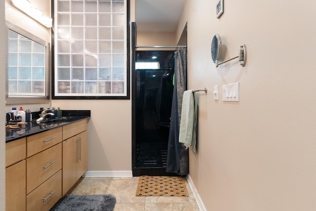 1961 Chesapeake Rdg, Fort Walton Beach, FL 32547 - bathroom with vanity, a shower with curtain, and tile patterned flooring