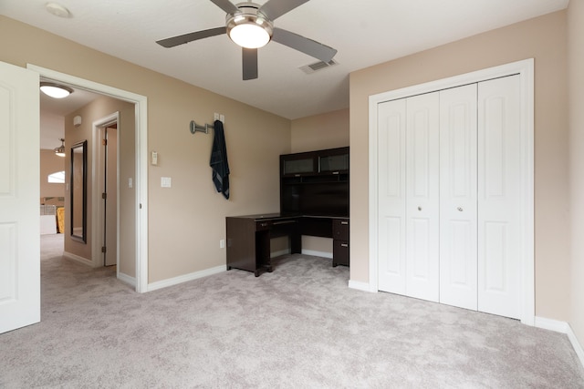 1961 Chesapeake Rdg, Fort Walton Beach, FL 32547 - unfurnished bedroom with light colored carpet, a closet, and ceiling fan