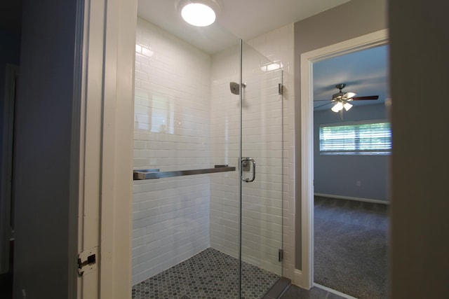 35 Birch Ave, Shalimar, FL 32579 - full bathroom with a stall shower and ceiling fan