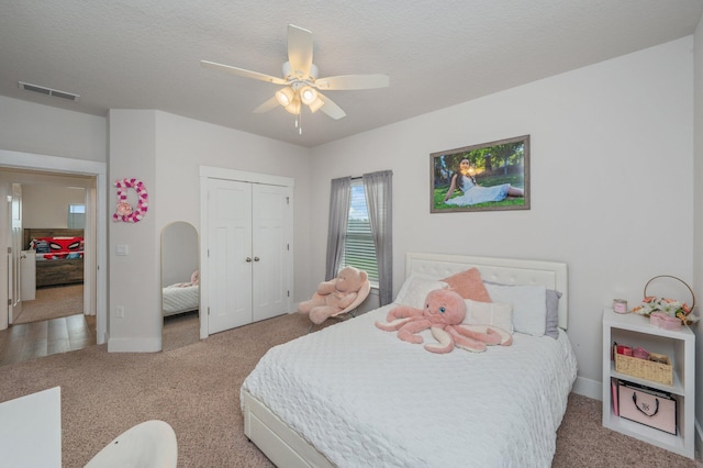 602 Champ Trl, Crestview, FL 32539 - carpeted bedroom featuring a closet, baseboards, and ceiling fan