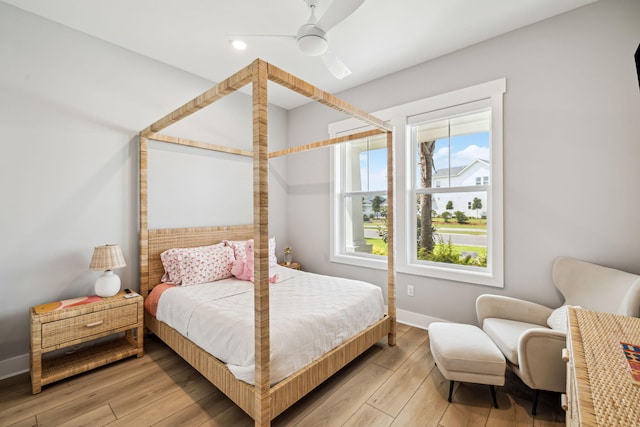 1926 Pathways Dr, Inlet Beach, FL 32461 - bedroom with baseboards, light wood finished floors, ceiling fan, and recessed lighting