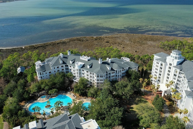 bird's eye view of a pool