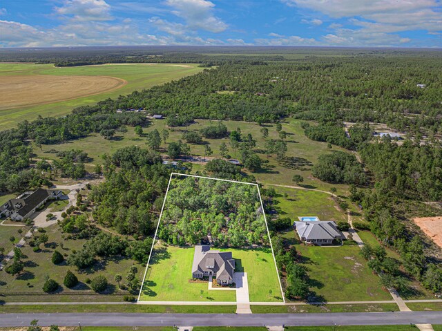 410 Coastal Breeze Dr, Freeport, FL 32439 - aerial overview of property's location with property boundaries highlighted and a heavily wooded area