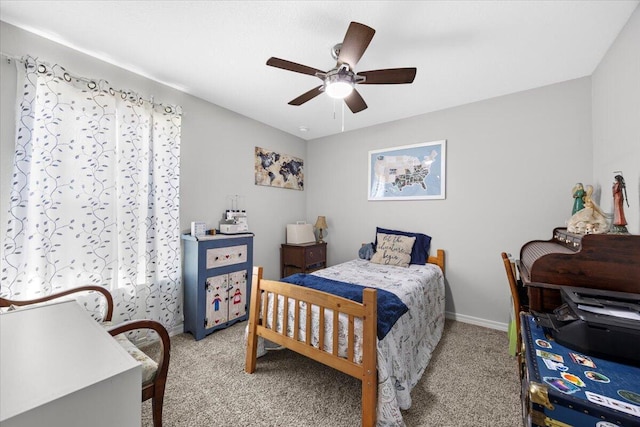 3163 Haskell Langley Rd, Crestview, FL 32539 - bedroom with light carpet, a ceiling fan, and baseboards
