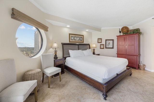 1096 Scenic Gulf Dr Unit 606, Miramar Beach, FL 32550 - bedroom featuring crown molding, light tile patterned floors, and recessed lighting