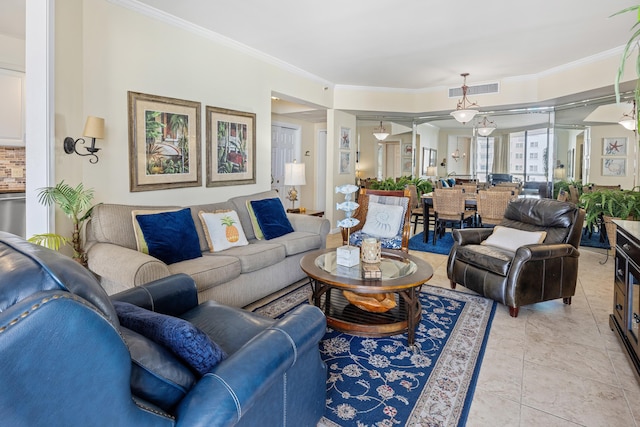 1096 Scenic Gulf Dr Unit 606, Miramar Beach, FL 32550 - living room with ornamental molding and light tile patterned floors