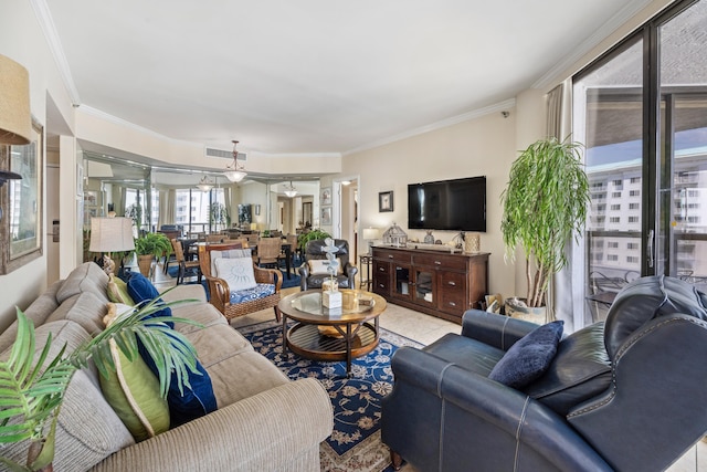 1096 Scenic Gulf Dr Unit 606, Miramar Beach, FL 32550 - living room featuring crown molding and tile patterned floors
