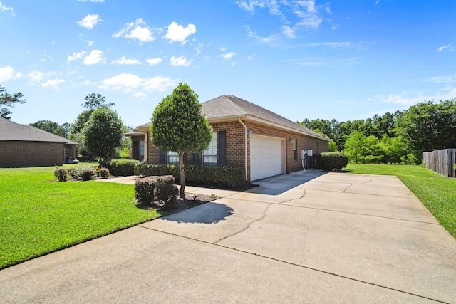 view of front of property featuring brick siding, driveway, and a garage