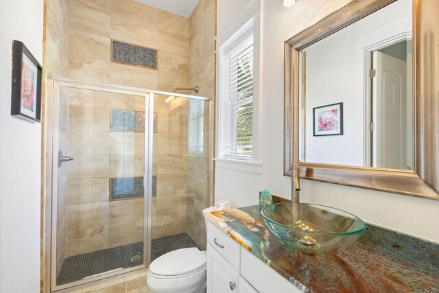 4782 Ocean Blvd, Destin, FL 32541 - bathroom with a shower stall, vanity, and toilet