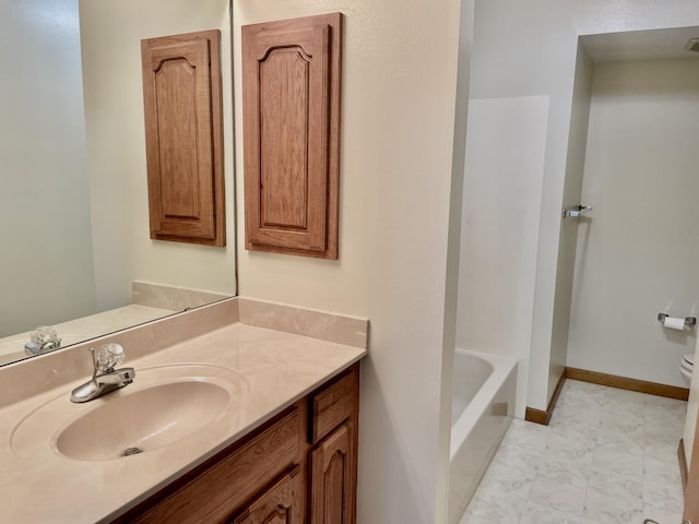 5882 Willow Ln, Crestview, FL 32539 - full bath with vanity, a bathtub, toilet, baseboards, and a shower
