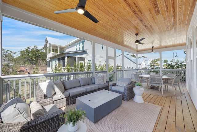 180 Bayou Edge Lndg, Santa Rosa Beach, FL 32459 - sunroom / solarium featuring ceiling fan, outdoor dining space, and outdoor lounge area