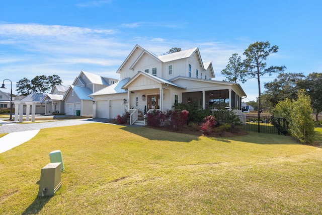 180 Bayou Edge Lndg, Santa Rosa Beach, FL 32459 - view of front of property featuring a garage, driveway, board and batten siding, and a porch