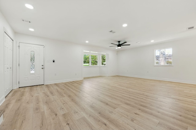 20 NW Higdon Ct, Fort Walton Beach, FL 32547 - foyer featuring ceiling fan, recessed lighting, light wood-style flooring, and baseboards