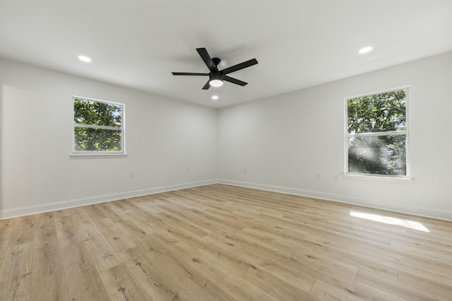 20 NW Higdon Ct, Fort Walton Beach, FL 32547 - spare room with light wood-style flooring, recessed lighting, baseboards, and a ceiling fan