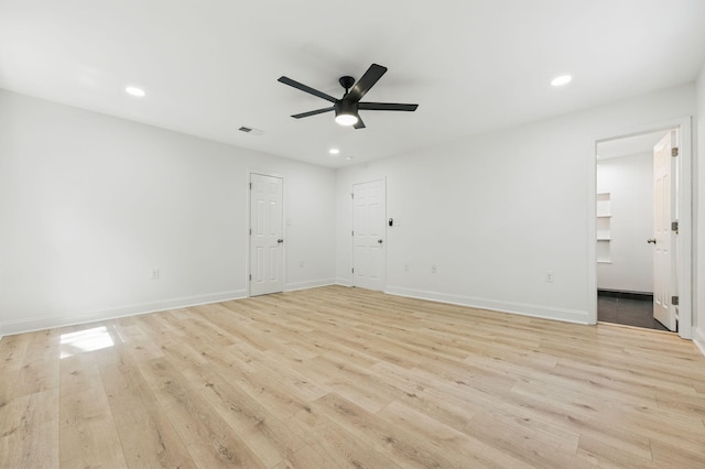 20 NW Higdon Ct, Fort Walton Beach, FL 32547 - empty room with light wood-style floors, ceiling fan, recessed lighting, and baseboards