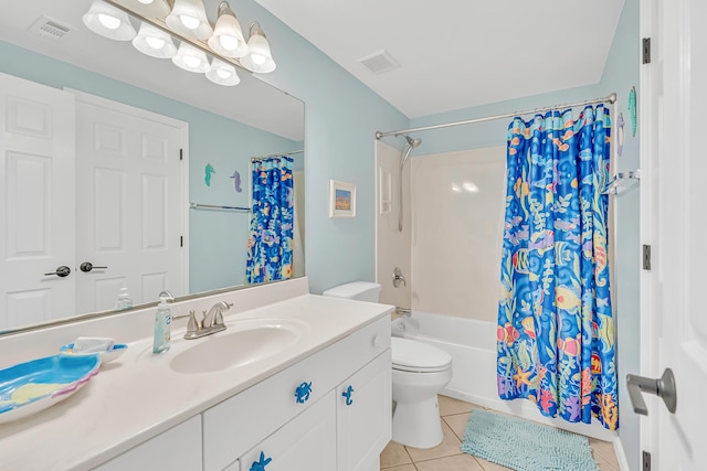 2076 Scenic Gulf Dr Unit 4011, Miramar Beach, FL 32550 - bathroom featuring toilet, tile patterned floors, shower / tub combo with curtain, and vanity