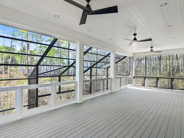 173 Crissman Rd, Santa Rosa Beach, FL 32459 - unfurnished sunroom featuring a ceiling fan and healthy amount of natural light