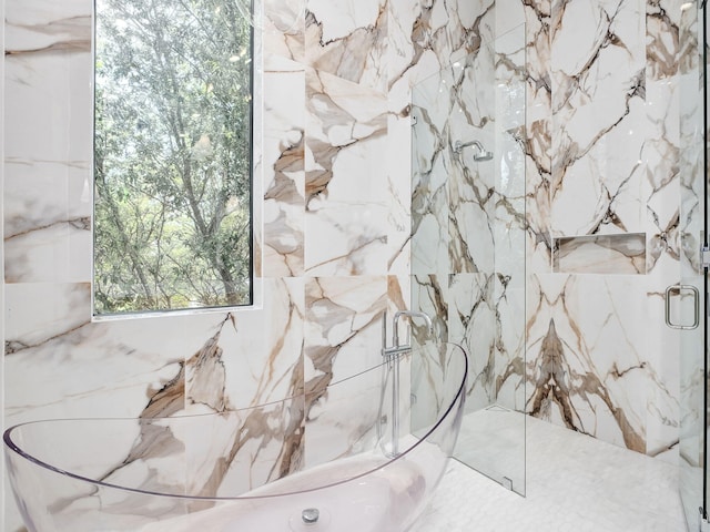 238 Sand Oaks Cir, Santa Rosa Beach, FL 32459 - full bathroom featuring a marble finish shower