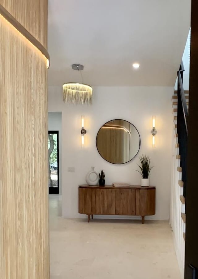 238 Sand Oaks Cir, Santa Rosa Beach, FL 32459 - hall featuring stairway and recessed lighting