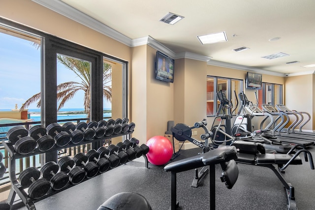 10 Harbor Blvd Unit E409, Destin, FL 32541 - exercise room with ornamental molding