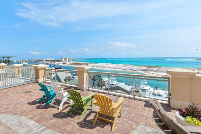 10 Harbor Blvd Unit E409, Destin, FL 32541 - view of patio / terrace featuring view of water and beach and a balcony