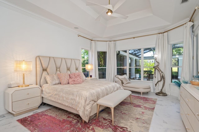 6290 Augusta Cv, Destin, FL 32541 - bedroom with light marble finish flooring and ceiling fan