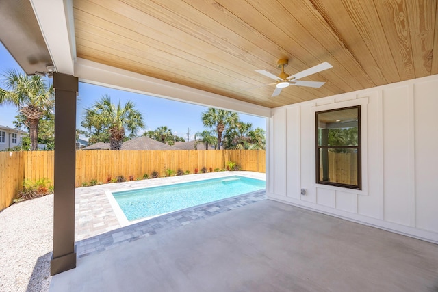 6424 Sunset Ave, Panama City Beach, FL 32408 - view of pool with ceiling fan, a patio, and a fenced backyard