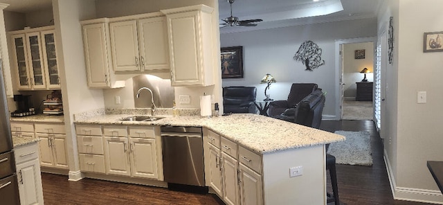 3100 Oriole Dr, Gulf Breeze, FL 32563 - kitchen featuring dishwasher, a sink, dark wood finished floors, and open floor plan
