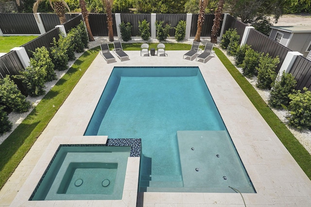 336 S Holiday Rd, Destin, FL 32550 - view of swimming pool featuring a fenced backyard, a patio, and a pool with connected hot tub