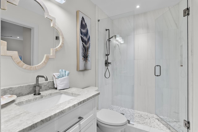 2384 Scenic Gulf Dr Unit C308, Miramar Beach, FL 32550 - full bath with a shower stall, toilet, vanity, and recessed lighting