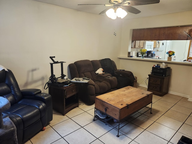 696 Tyner St Unit 7, Fort Walton Beach, FL 32547 - living room featuring light tile patterned flooring and ceiling fan