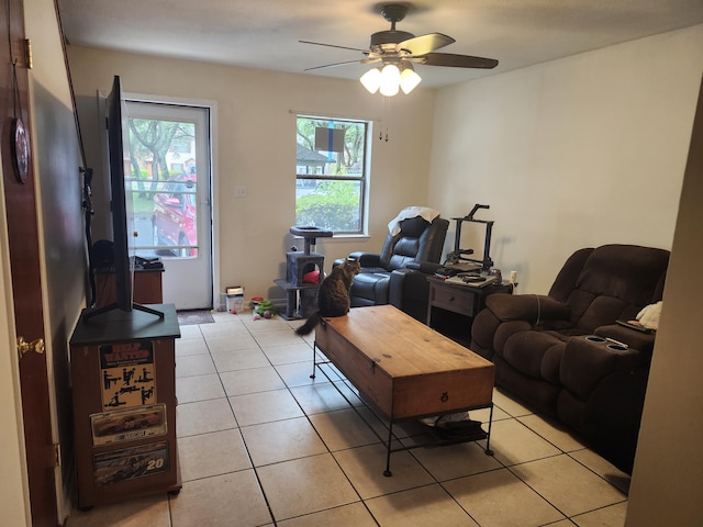 696 Tyner St Unit 7, Fort Walton Beach, FL 32547 - living room with light tile patterned floors and ceiling fan