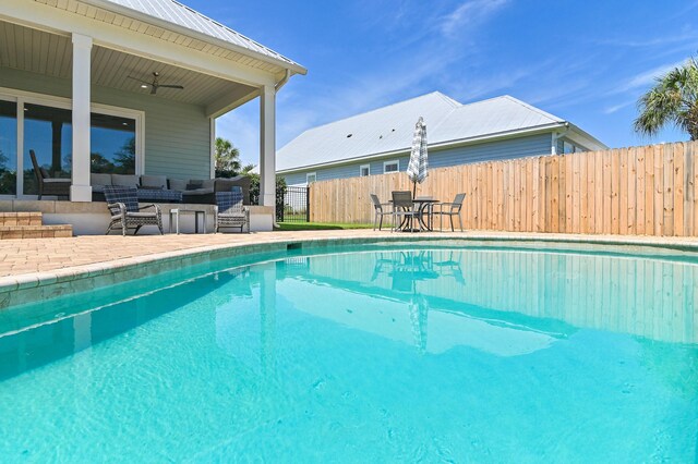 92 Maple St, Santa Rosa Beach, FL 32459 - view of swimming pool with a ceiling fan and a patio area