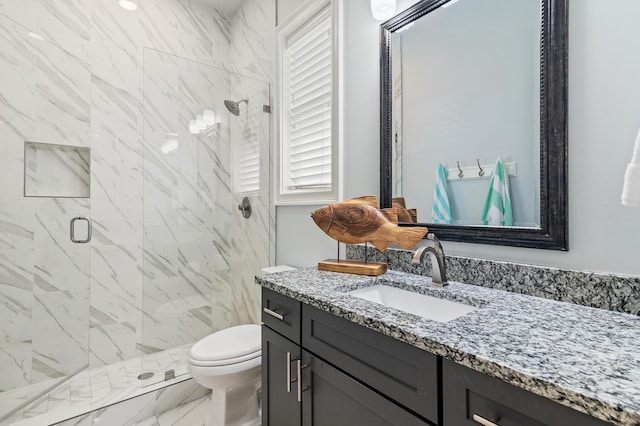 92 Maple St, Santa Rosa Beach, FL 32459 - bathroom with vanity, a marble finish shower, and marble look tile flooring