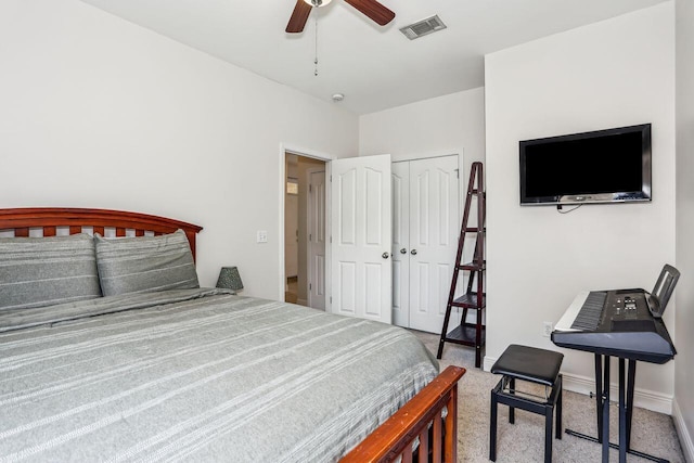 312 Scotch Pine Ln, Crestview, FL 32536 - carpeted bedroom with a closet, a ceiling fan, and baseboards