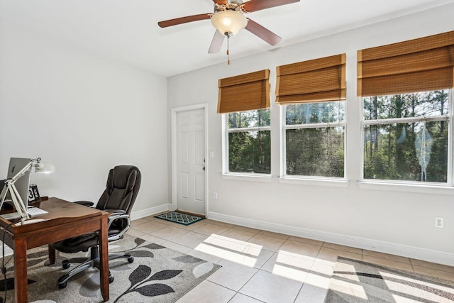 312 Scotch Pine Ln, Crestview, FL 32536 - office area featuring plenty of natural light, light tile patterned floors, baseboards, and ceiling fan