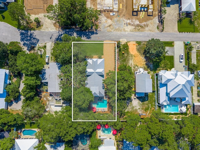 515 Seacrest Dr, Inlet Beach, FL 32461 - aerial perspective of suburban area with a pool area and property parcel outlined