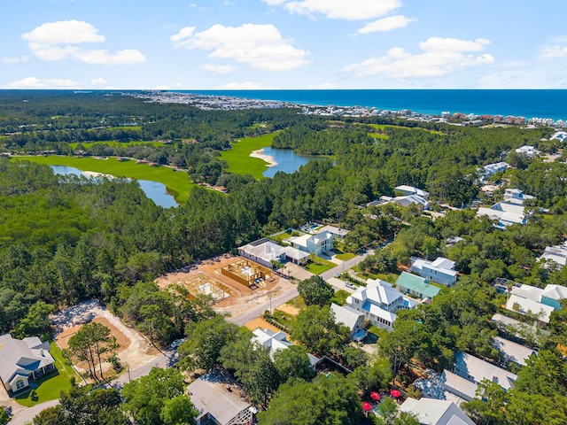 515 Seacrest Dr, Inlet Beach, FL 32461 - aerial view of property's location featuring a nearby body of water, nearby suburban area, and a heavily wooded area