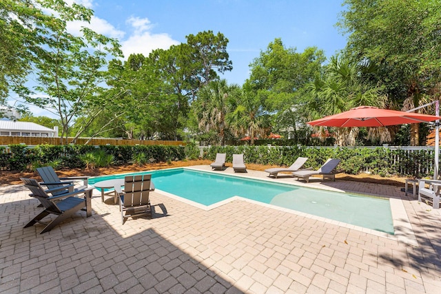 515 Seacrest Dr, Inlet Beach, FL 32461 - view of pool with a patio, a fenced backyard, and view of wooded area