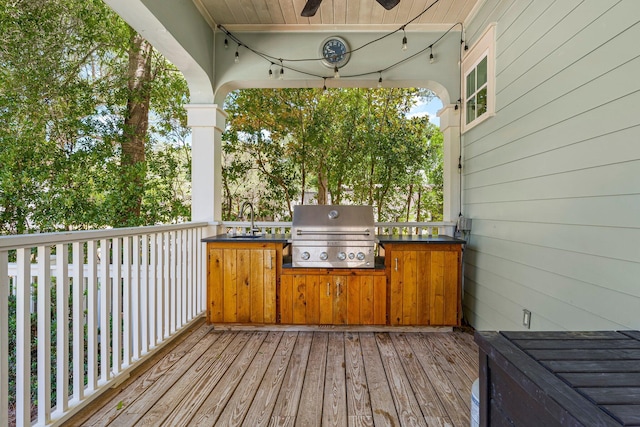 515 Seacrest Dr, Inlet Beach, FL 32461 - wooden deck featuring ceiling fan and a sink