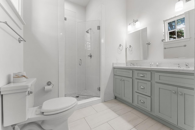 515 Seacrest Dr, Inlet Beach, FL 32461 - bathroom featuring toilet, a stall shower, and double vanity