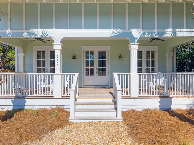515 Seacrest Dr, Inlet Beach, FL 32461 - entrance to property with a porch, french doors, and a ceiling fan
